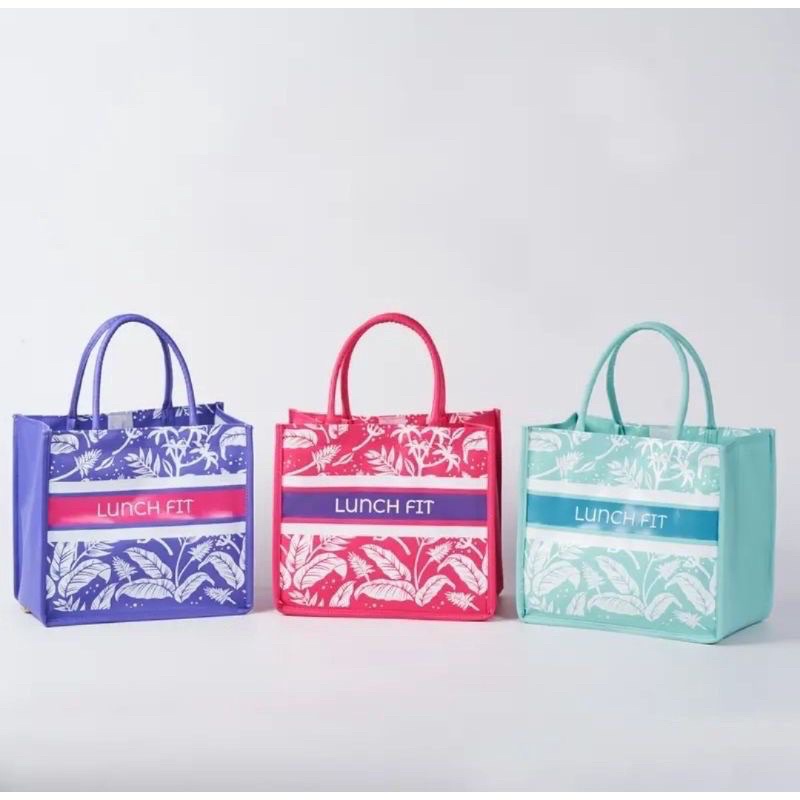 BEKAL MAKAN/TAS BEKAL MAKAN LUNCH FIT MOTIF BUNGA ABSTRAK SET