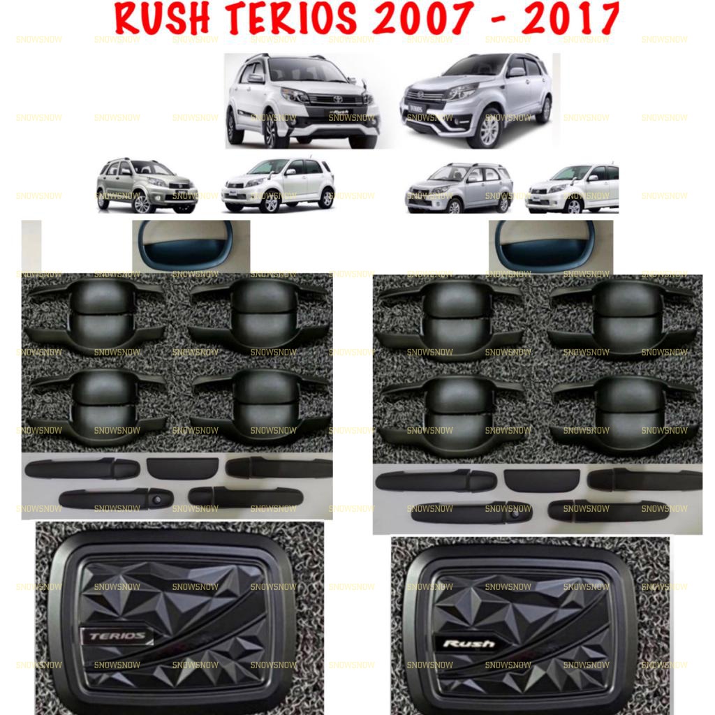 Paket Outer Handle Tank Cover Rush Terios Lama Old 2007 2008 2012 2015 2017 5pcs Exclusive Hitam Chrome