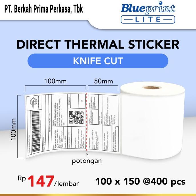 

Direct Thermal Sticker Resi BLUEPRINT Lite 100x150 mm 400Pcs Knife Cut Star Seller Termurah