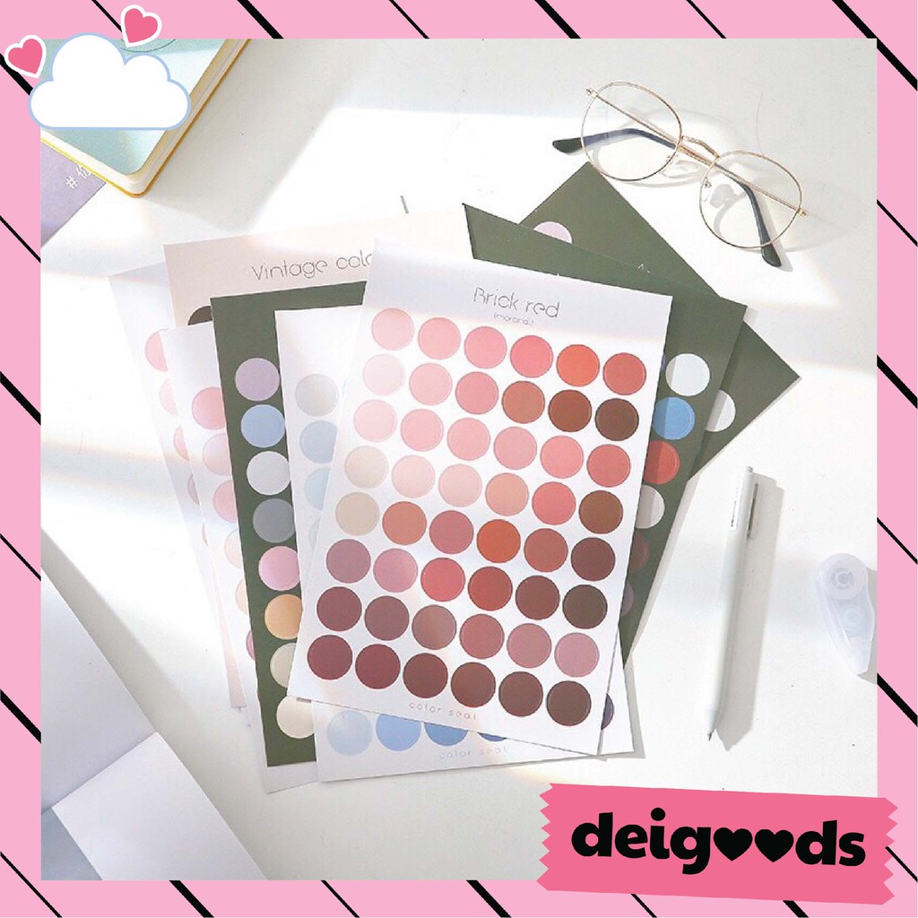 

DEIGOODS❤ Sticker Dot / Stiker Kertas Dekor Macaron Dot Paper DIY Planner Scrapbook / Stiker Bulat