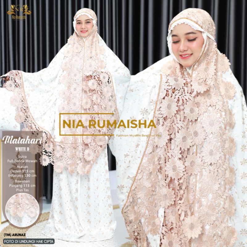 Mukena Matahari Original by Nia Rumaisha Bahan Sutra Renda Mewah | Mukena Jumbo Lebaran