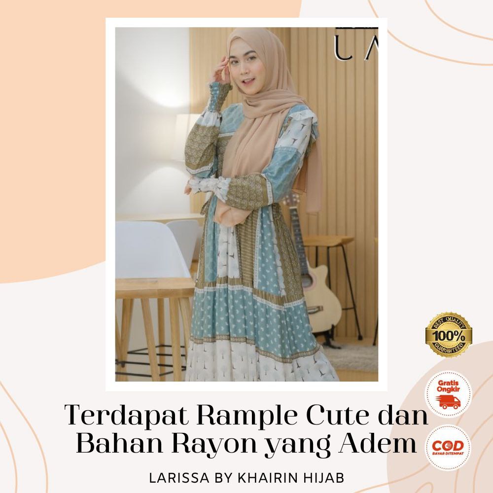 Larissa Dress By Khairin Gamis Pantai Baju Muslimah Wanita Ootd Kekinian Terlaris - Aizzah Galery