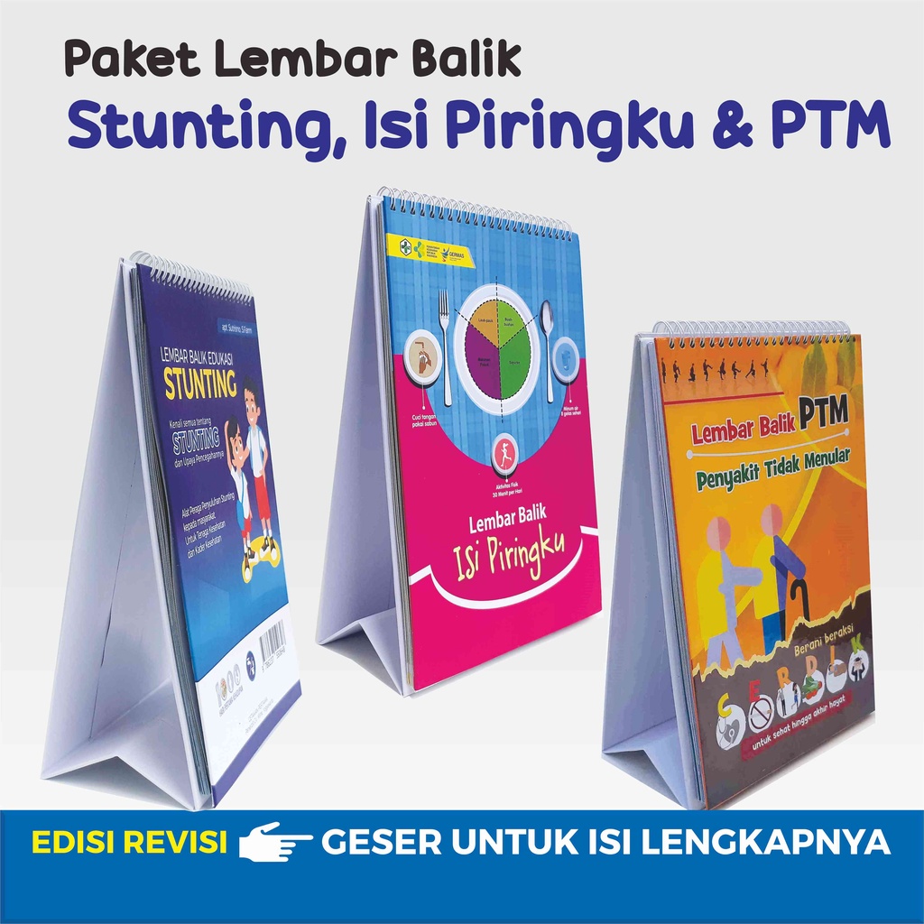 Paket Lembar Balik Stunting, Isi Piringku dan PTM, Lembar Balik Penyakit Tidak Menular