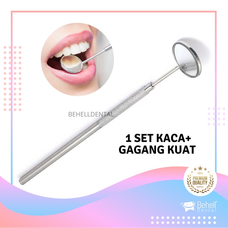 KACA MULUT GIGI BEHEL KACA MULUT SS + GAGANG ANTI KARAT ALAT KEDOKTERAN - DENTAL MIRROR BESI STAINLESS STEEL No 4 - Kaca Ortho Untuk Melihat Lihat Karang Gigi Plak , mulut dan Behel BEHELLDENTAL ORIGINAL