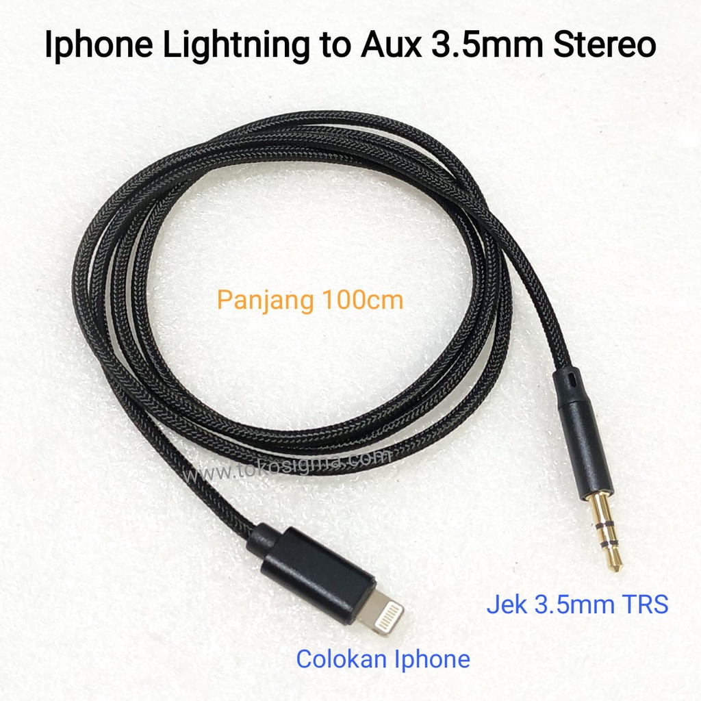 Kabel Lightning Iphone To Aux jek Male Audio 3.5mm Stereo TRS 13 12 11