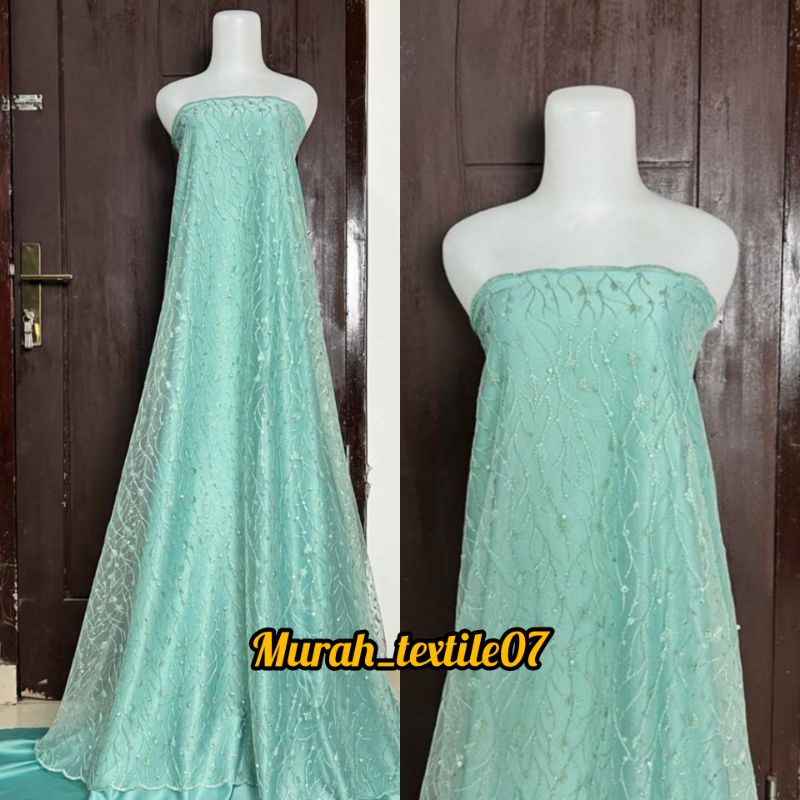 Kain Tile Akar Mutiara /bahan kebaya Tulle padi harga Persetengah meter