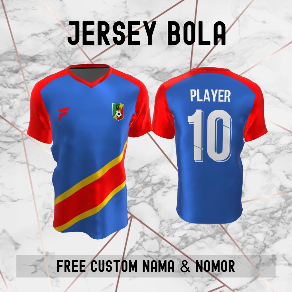 Jersey Kongo Timnas Negara Bola Baju Kaos Custom Nama dan Nomor Punggung - 174