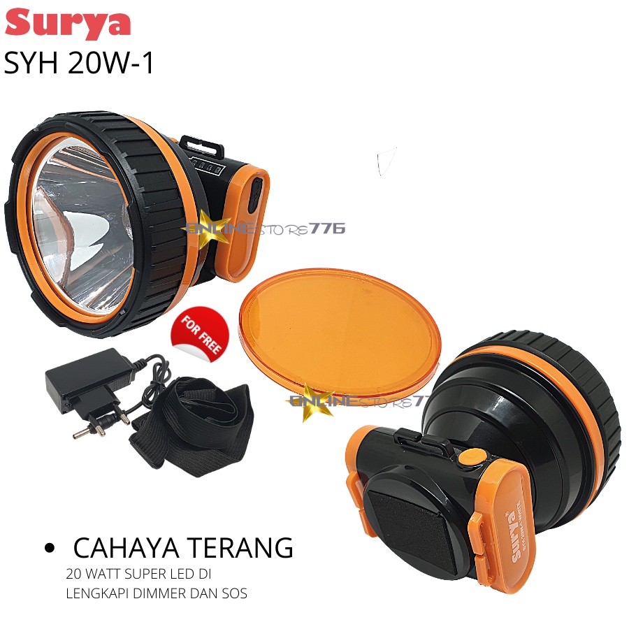 SENTER KEPALA / SENTER KEPALA SURYA BIMA SYH 20W-1 / SYH 20W / HEADLAMP SURYA BIMA SYH 20W / SENTER KEPALA RECHARGEABLE 20WATT / 20W