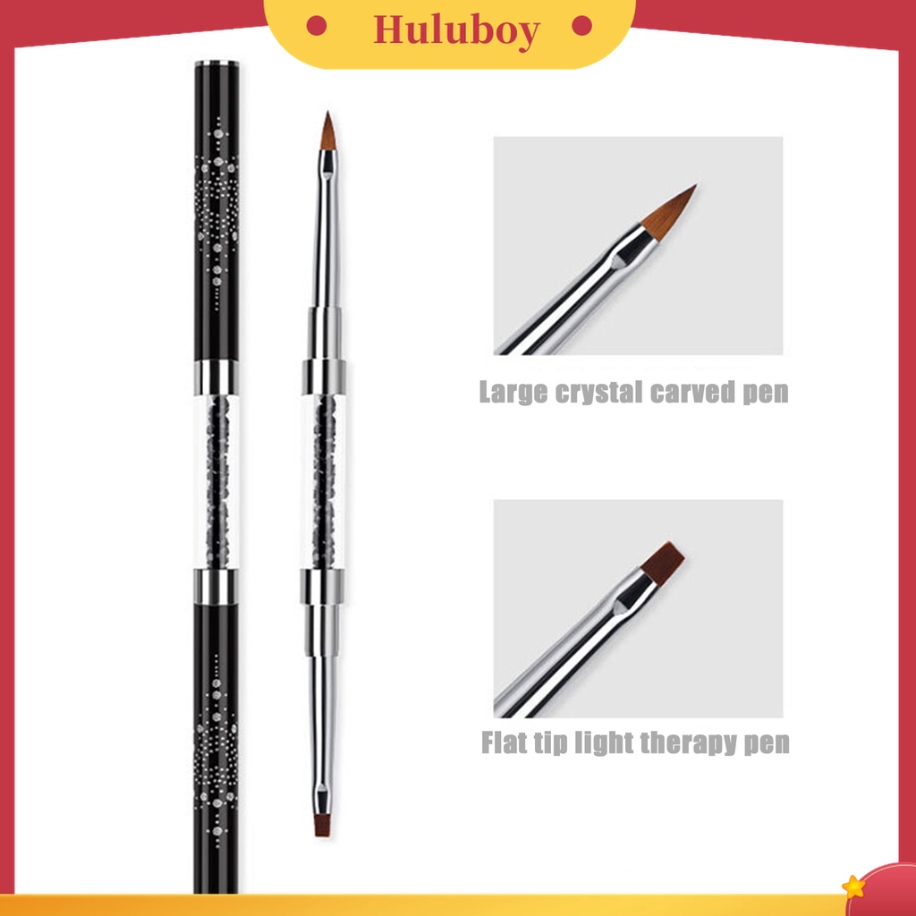 Huluboy Huluboy♡ Holder Pen Nail Art Kepala Ganda Aksen Berlian Imitasi Untuk Wanita