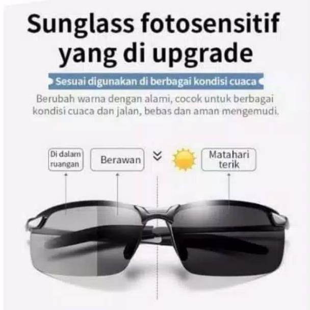 ✅Grosir Jam Senen - Kacamata Polarized Photochromic Fotokromik Pria Wanita / Kacamata Anti Silau Siang Malam Polarized Photochromic