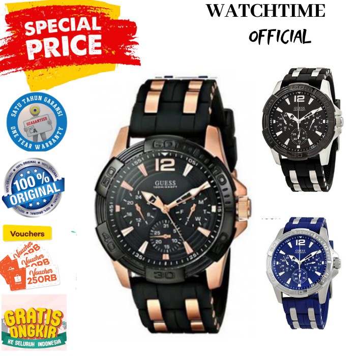 SUPER PROMO  JAM TANGAN PRIA GUE*S ORIGINAL ARLOJI PRIA COWOK GUESS ORI ARLOJI TALI RUBBER