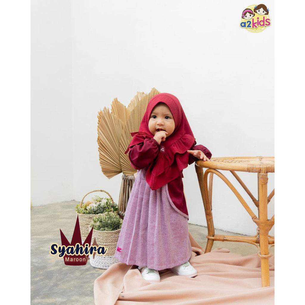 GAMIS BAYI BAJU MUSLIM ANAK GAMIS ANAK PEREMPUAN SET HIJAB KATUN TERBARU GAMIS LEBARAN 2021