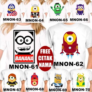  FREE NAMA Baju  Kaos  COUPLE  ANAK DAN DEWASA MINION  