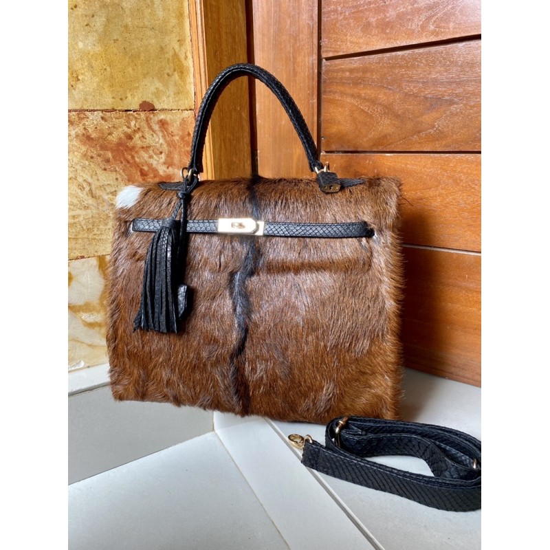 Keli bag bulu kambing asli mix kulit ular python asli