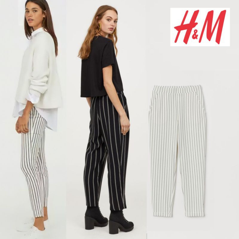 Ankle pants Woman H&M Celana panjang salur hnm original Long pants hnm Celana wanita garis HM