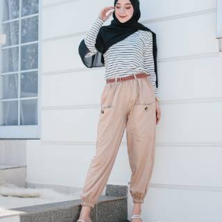 Swif Jogger  Pant Fashion Muslim Bawahan Perempuan Bahan 