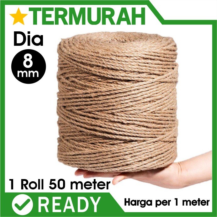 

8mm meteran Hemp Rope Tali Goni Vintage Rami tambang craft JUTE rustic garukan kucing