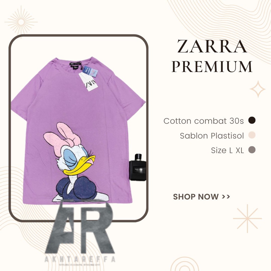 Baju Kaos Pria Branded Motif Kartun Zarra T-Shirt Premium Zara Pakaian Cowok Terbaru Kaus Distro Bah