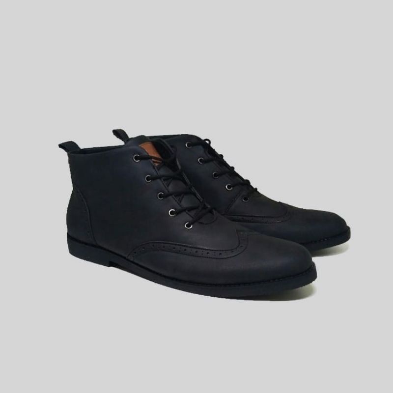 Sepatu Semi Formal Pria Big Size 44-45-46-47-48 Low Boot Kerja Bahan Kulit Size JUMBO Kaki Bule Luar Negri Hitam Tan, 47