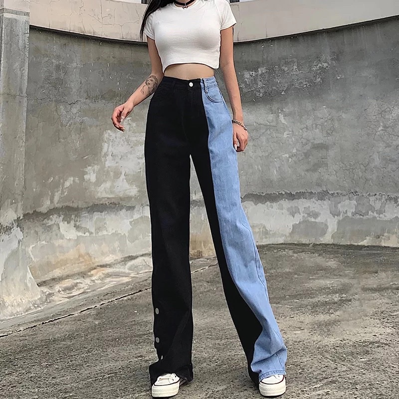 hillary jeans // two tone denim highwaisted baggy jeans
