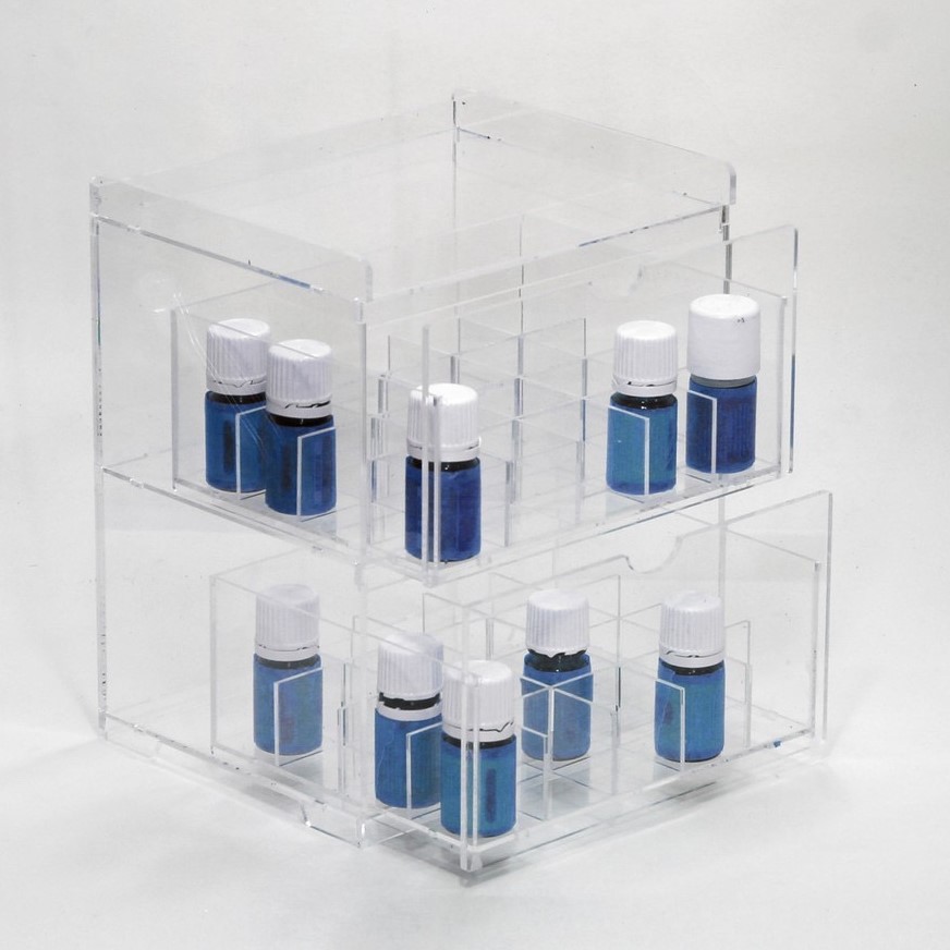Essential oil rack acrylic storage laci susun tingkat 2 wadah akrilik