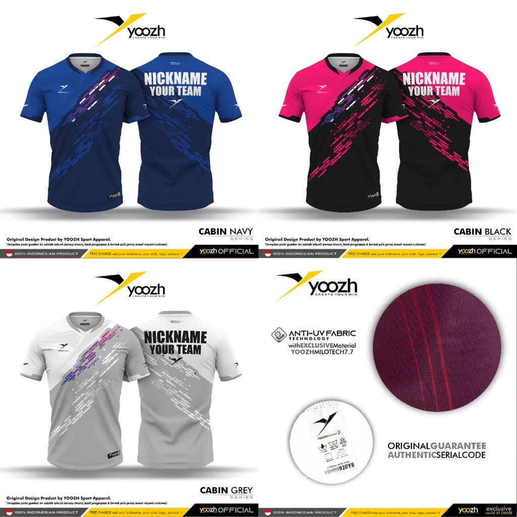 Yoozh Cabin Slice TOSCA desain sesukamu custom kaos badminton yoozh ori