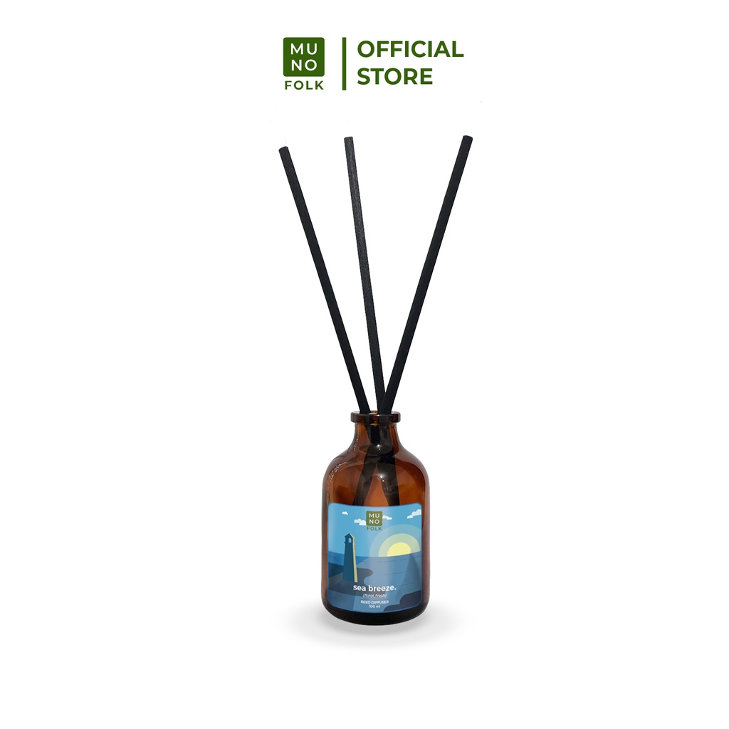 Muno Folk - 100ml Reed Diffuser Aromatherapy | Pewangi Pengharum Ruangan-Sea Breeze