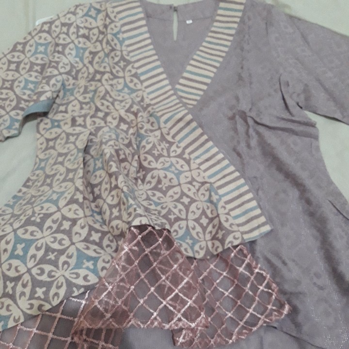 Atasan Batik Wp 141 Ungu Blouse Wanita Kerja Modern