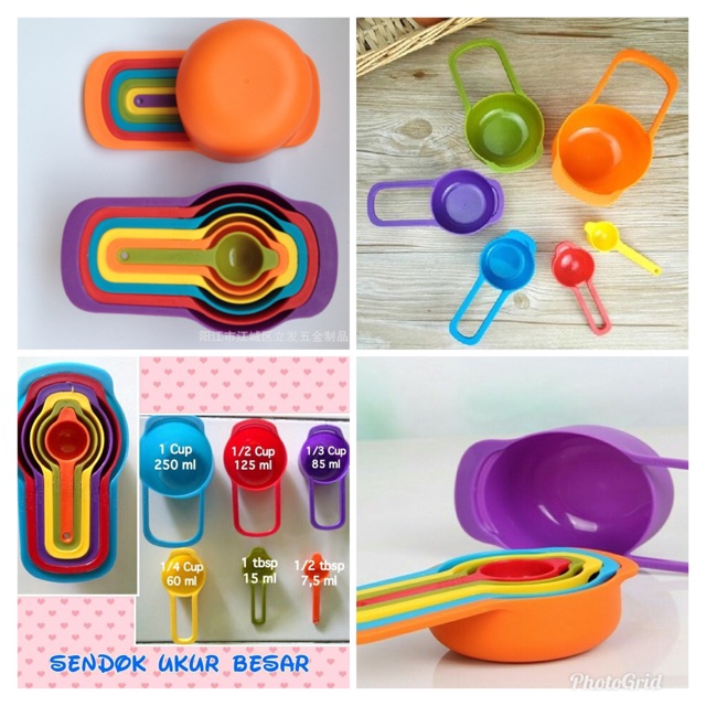 Sendok takar measuring spoon 1 set isi 6 sendok gelas ukur plastik