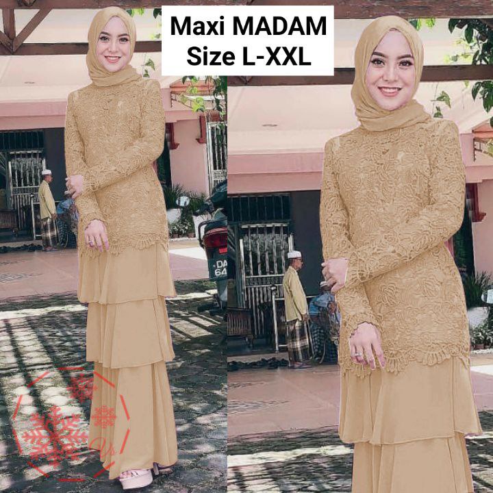 MX MADAM GAMIS BRUKAT FASHION WANITA / 3ukuran / pakaian muslim pesta terlaris terbaru