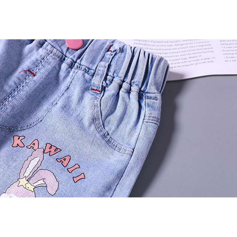 Celana jeans anak perempuan panjang bayi trendy korea style import lembut elastis adem 2-5 tahun-4