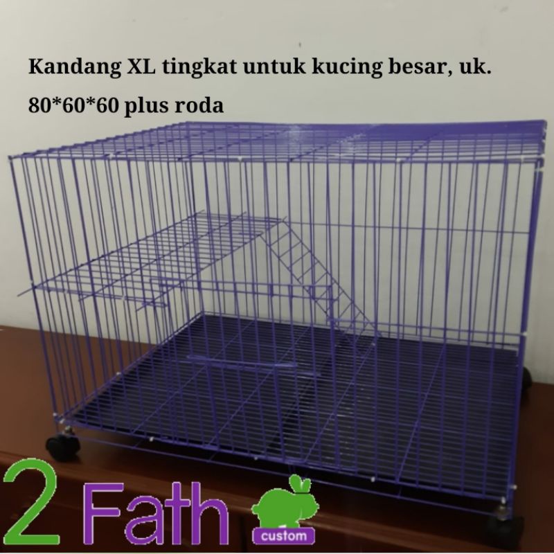 Kandang hewan kucing tingkat XL roda / Kandang kucing XL murah 90*60*70
