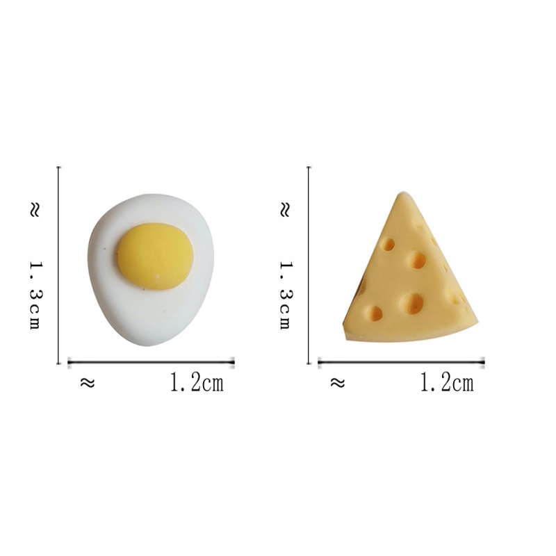 Anting Tusuk Asimetris Desain Kartun Telur Goreng / Keju Untuk Wanita