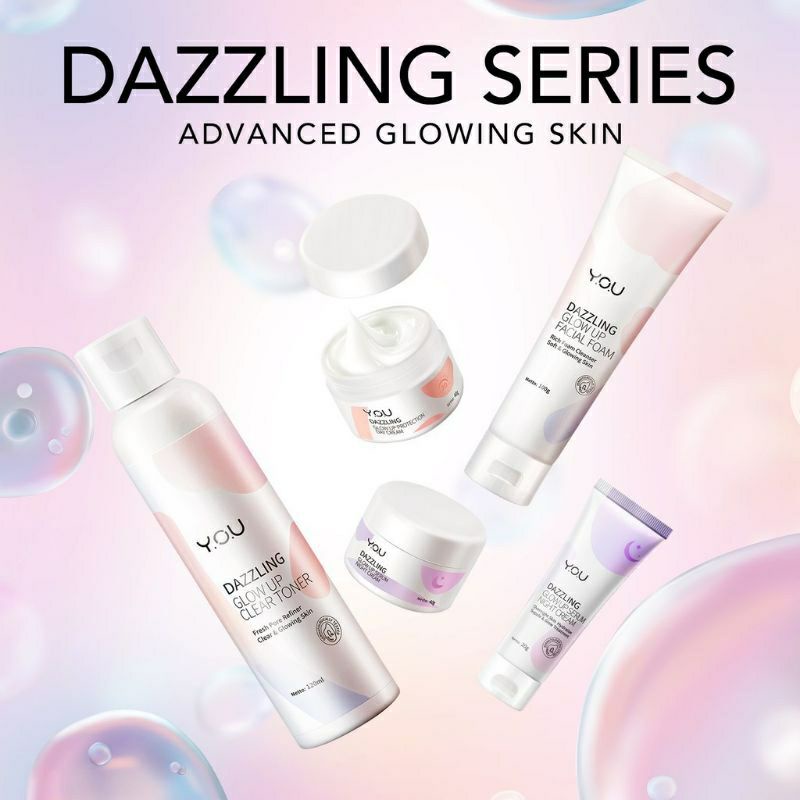 YOU Dazzling Glow Series Facial Foam l Toner | Day Cream 20gr | Night Cream 40gr | Tone Up Face Cream l Body Cream