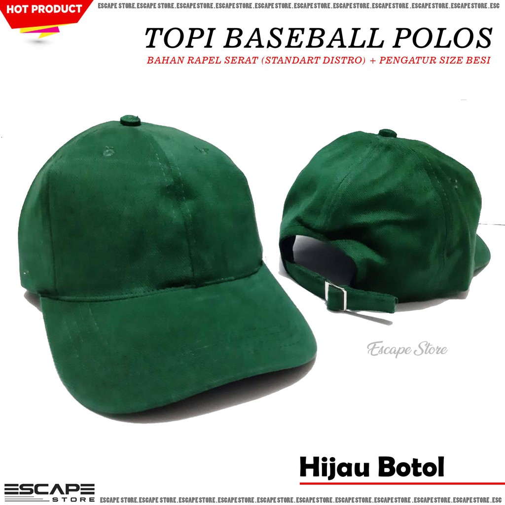 Topi Baseball Polos / Topi Distro Murah / Topi Pria Wanita - Hijau Botol