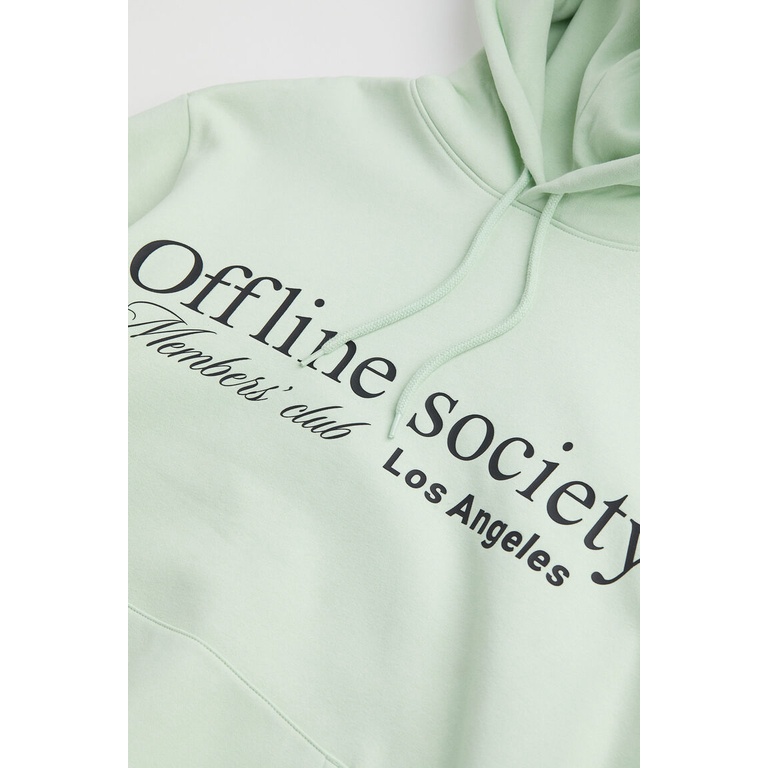 Hoodie H&amp;M off line society green mint Original Sweater hijau mint offline society