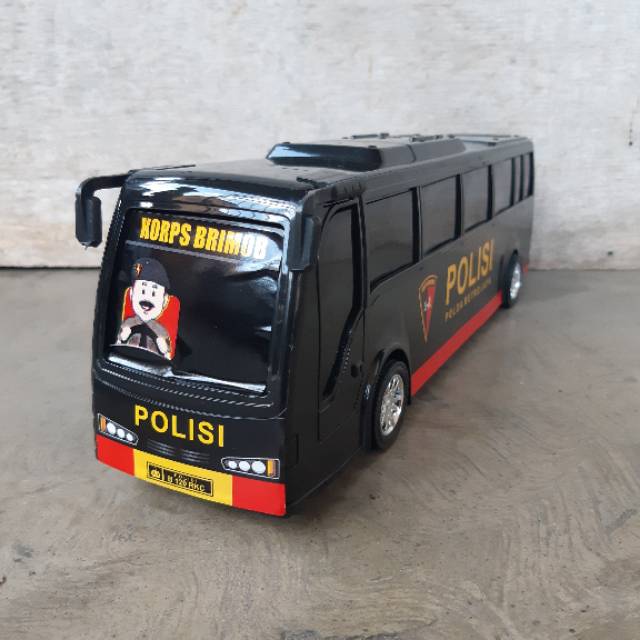 Mainan Mobil Bus Polisi - Miniatur Bis Brimob Dorong Anak Edukatif