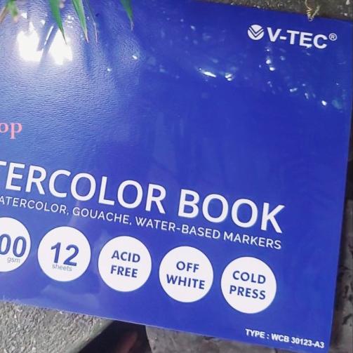 

❂ V-tec Watercolor pad A3 300 gsm 12 lembar kertas cat air buku cat air ☄