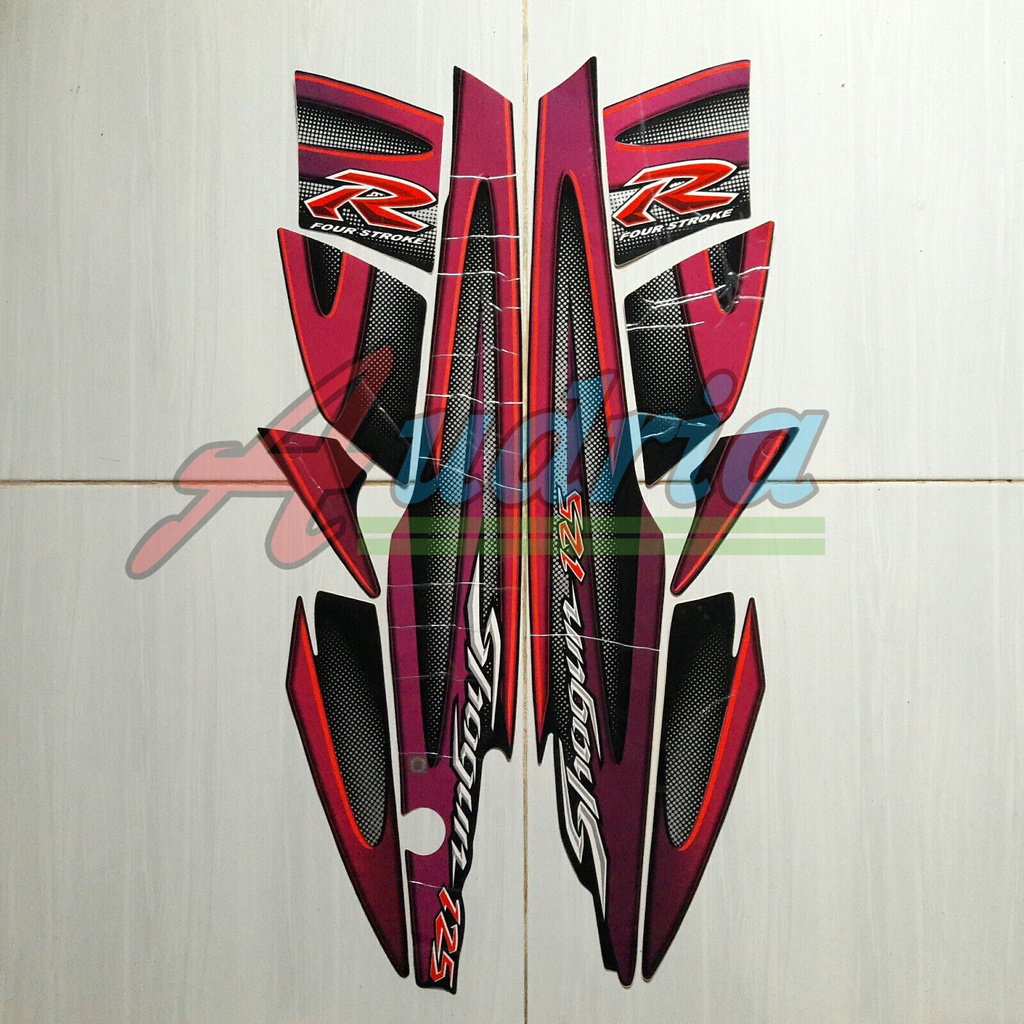 Stiker Striping Motor Suzuki Shogun 125R 2006 full hitam-ungu