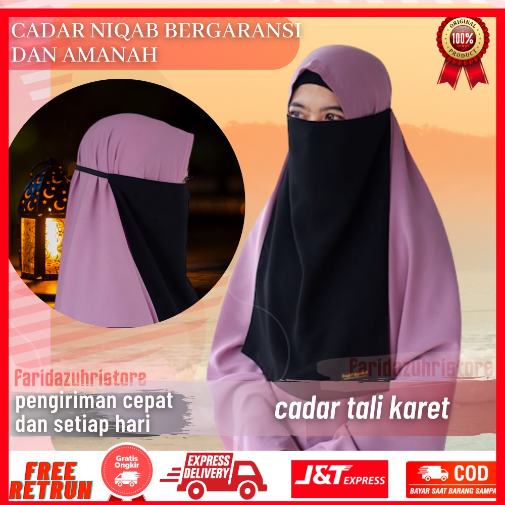 Niqob Karet Cadar Wanita Cadar Tali 1 Layer Hijab Saudia Niqab Tali Karet Niqab Jetblack Niqab Premi