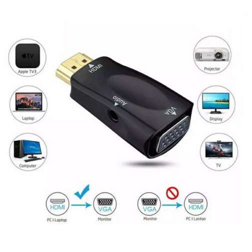 Converter HDMI To VGA With Port Audio Full HD 1080p