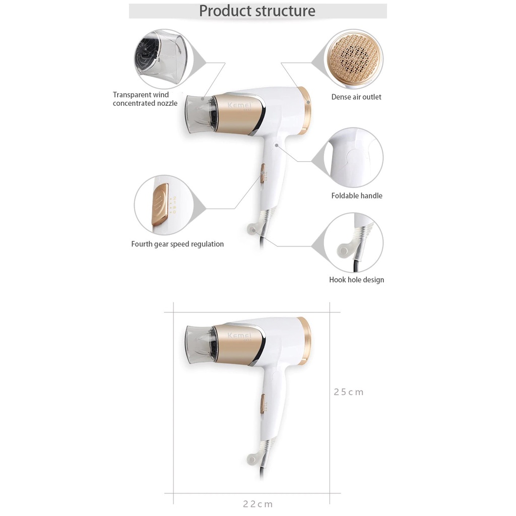 Professional Hair Dryer Pengering Rambut Foldable Hairdryer