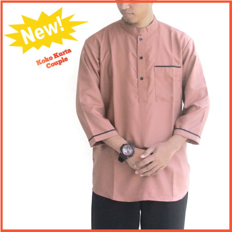 BAJU KOKO KURTA COUPLE AYAH DAN ANAK BAHAN TOYOBO WARNA MUSTARD MOCCA SIZE M L XL