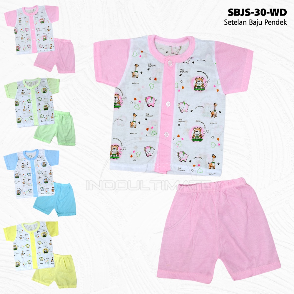 Setelan Baju Pendek + Celana Pendek Bayi (0-6 Bulan) Kualitas SNI Setelan Baju Bayi Baju Bayi Baru Lahir Baju Tidur Bayi Baju Harian Bayi Atasan Kaos Bayi Pakaian Bayi Celana Pendek bayi Celana Bayi Baru Lahir Perlengkapan Bayi Baru SBJS-30WD