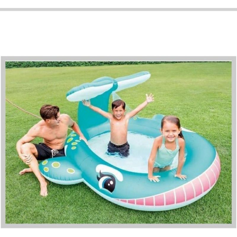 Kolam201cm 57440 Intex WHALE SPRAY POOL kolam bawah polos