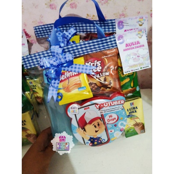 Souvenir Kotak Makan Botol / Snack Souvenir Ulang tahun / Bingkisan Souvenir Snack / Set Luncbox