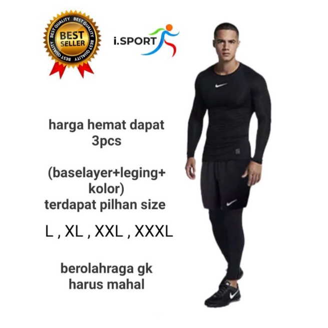 [3Pcs] Setelan Baselayer Panjang+Kolor+Legging Panjang