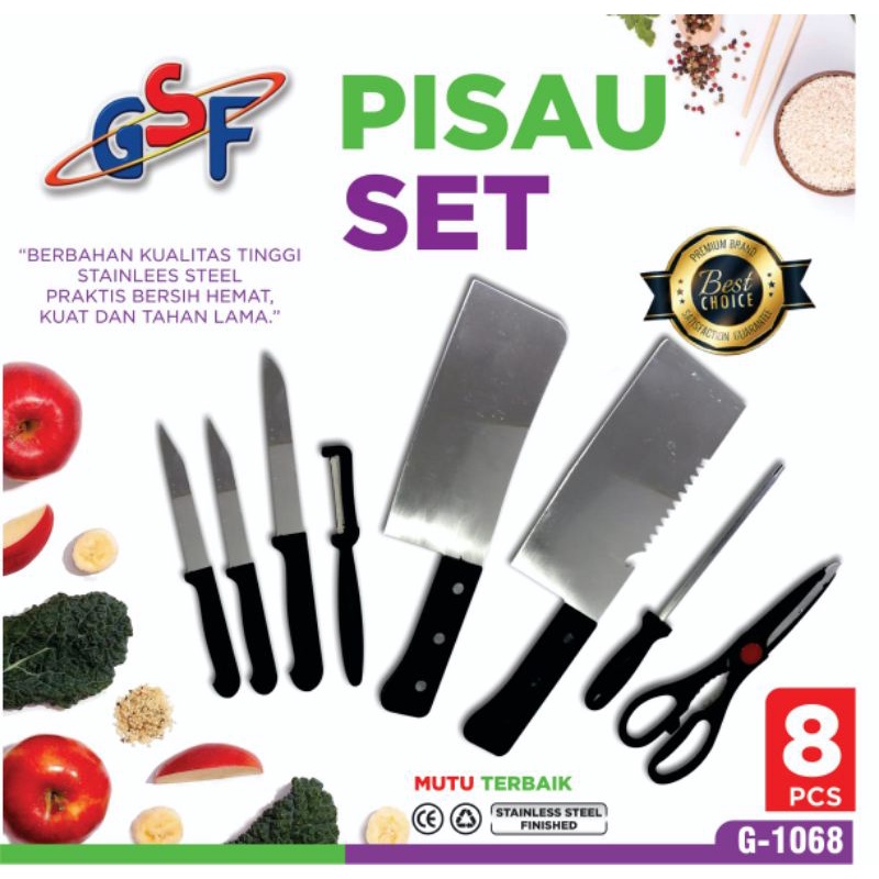 pisau set jerami q2 8606 6in1 pisau set ceramic batu maifan keramik free bubble dan fragile