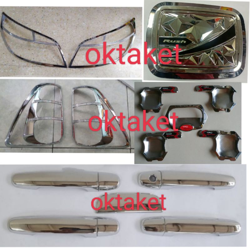 paket lengkap Rush Terios 2012 2013 2014 Trd Sportivo chrome garnish depan belakang outer handle tank cover