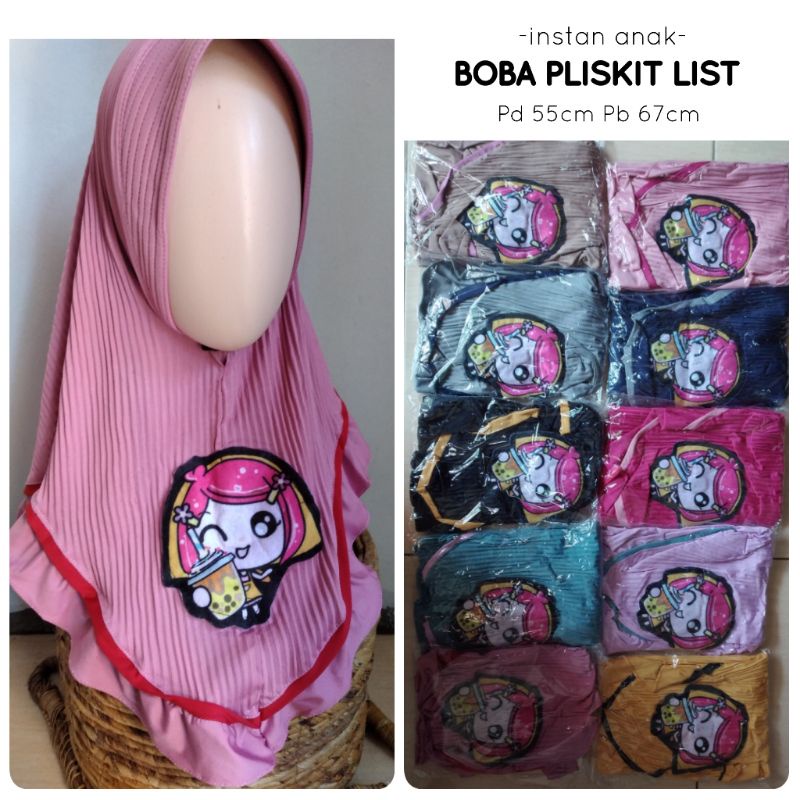 JILBAB INSTAN ANAK BOBA PLISKET PET